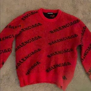 Red Balenciaga Crewneck Sweater